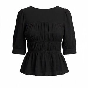 Joe’s Jeans Black Peplum Cotton Gauze Textured Peplum Top Size Large NWT